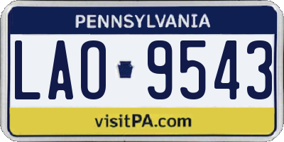 PA license plate LAO9543