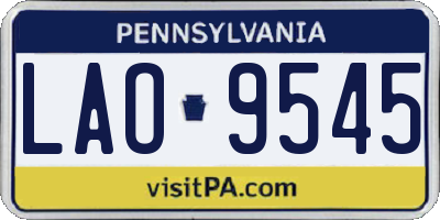 PA license plate LAO9545