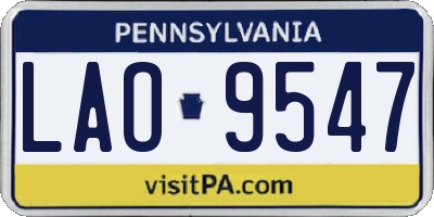 PA license plate LAO9547