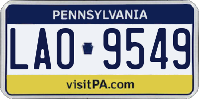 PA license plate LAO9549