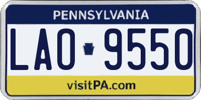 PA license plate LAO9550