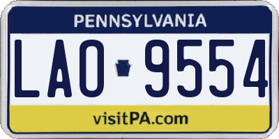 PA license plate LAO9554
