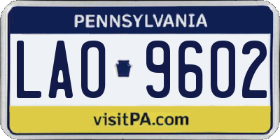 PA license plate LAO9602