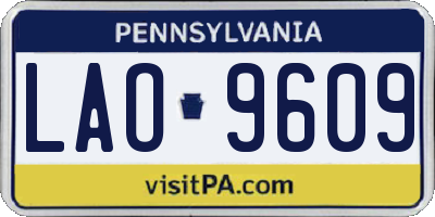 PA license plate LAO9609