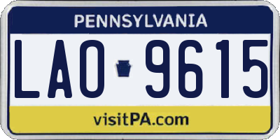 PA license plate LAO9615