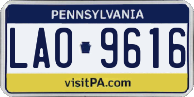 PA license plate LAO9616