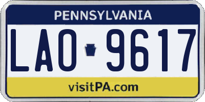 PA license plate LAO9617