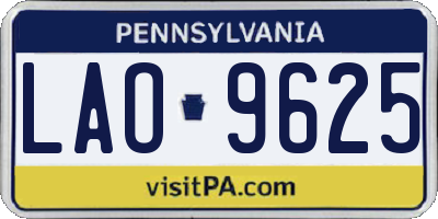 PA license plate LAO9625