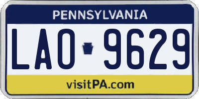 PA license plate LAO9629