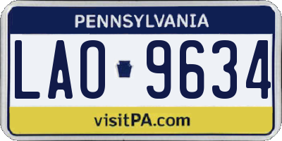 PA license plate LAO9634