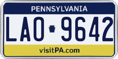 PA license plate LAO9642