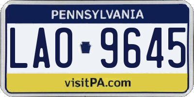PA license plate LAO9645