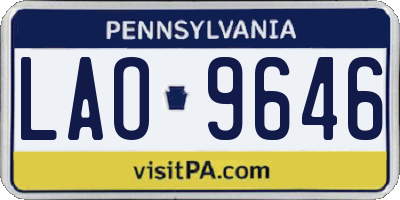 PA license plate LAO9646