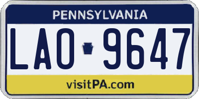 PA license plate LAO9647