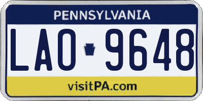 PA license plate LAO9648