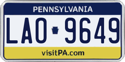 PA license plate LAO9649