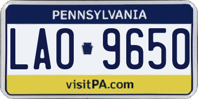 PA license plate LAO9650