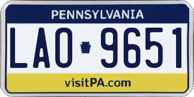 PA license plate LAO9651