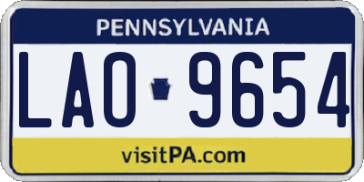 PA license plate LAO9654