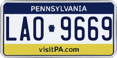 PA license plate LAO9669