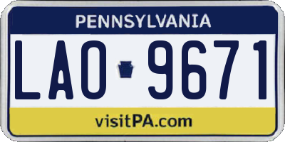 PA license plate LAO9671
