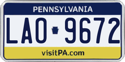 PA license plate LAO9672