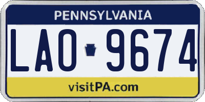 PA license plate LAO9674