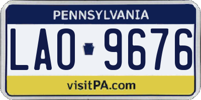 PA license plate LAO9676