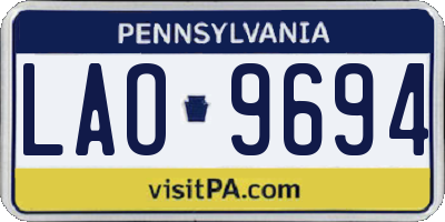PA license plate LAO9694