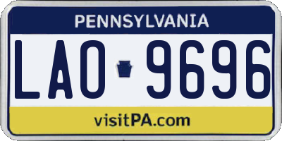 PA license plate LAO9696