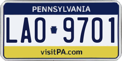 PA license plate LAO9701