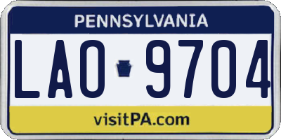 PA license plate LAO9704