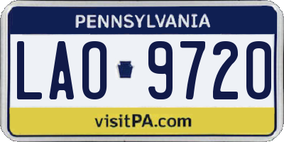 PA license plate LAO9720