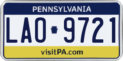 PA license plate LAO9721