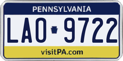 PA license plate LAO9722