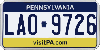 PA license plate LAO9726