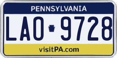 PA license plate LAO9728
