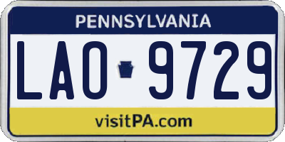 PA license plate LAO9729