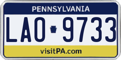 PA license plate LAO9733