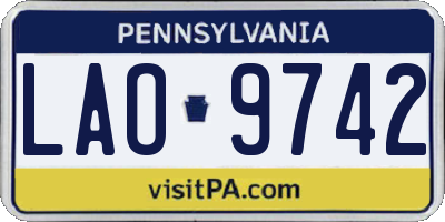 PA license plate LAO9742