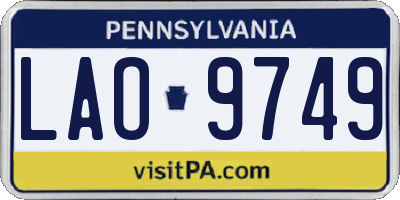 PA license plate LAO9749