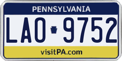 PA license plate LAO9752