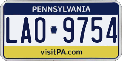 PA license plate LAO9754