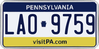 PA license plate LAO9759