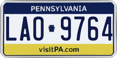 PA license plate LAO9764