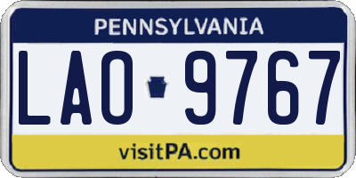 PA license plate LAO9767