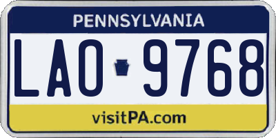 PA license plate LAO9768