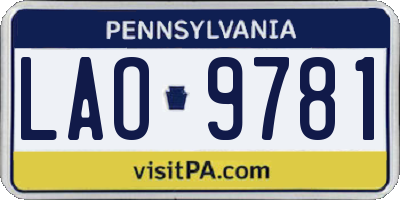 PA license plate LAO9781
