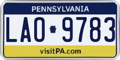 PA license plate LAO9783
