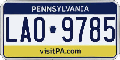 PA license plate LAO9785
